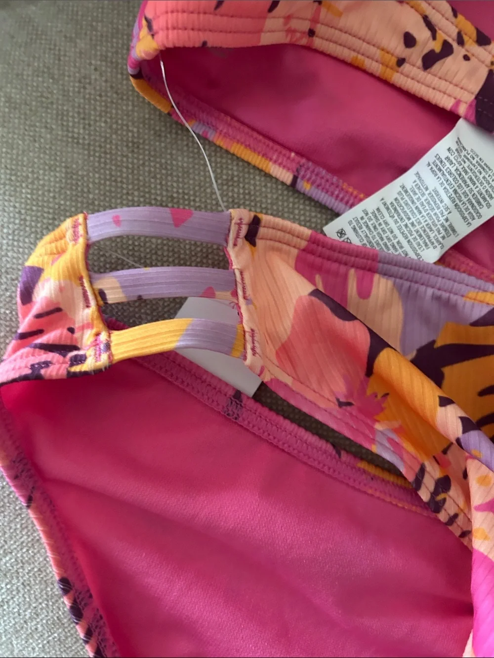 Girls Floral Pink & Purple Two-Piece Swim Set